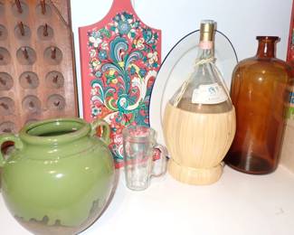 VINTAGE BOTTLES - VASE - PAINTED BOARD
