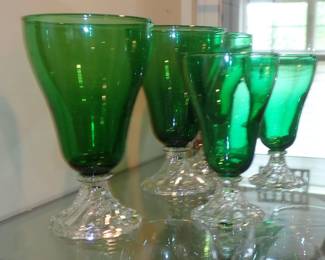 Vintage Anchor Hocking Forest Green Glasses