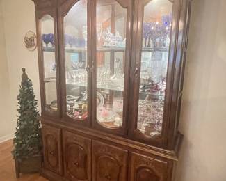 Universal Furniture China Cabinet, lighted 82"tall x 56"long x 15.75"deep Base shelf 12.75" deep