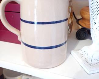 BLUE STRIPS STONEWARE PITCHER