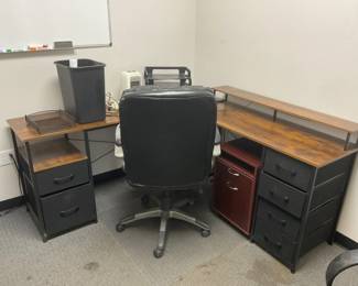 L-Shaped Desk & Office Supplies
