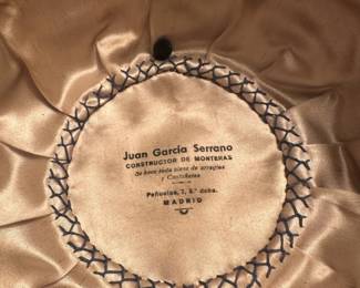 Vintage Matador's Montera from world renowned master hatter Juan Garcia Serrano in Madrid Spain