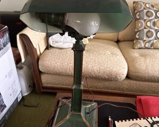 Vintage Green Glass Banker’s Desk Lamp