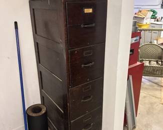 vintage wood filing cabinet