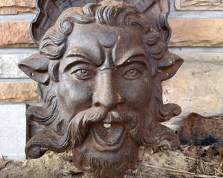 Vintage Neptune/Poseidon cast iron fountain spout