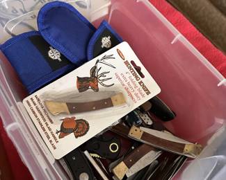 Assorted knives and multitools.