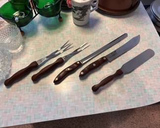 Vintage Cutco knife set with storage trays