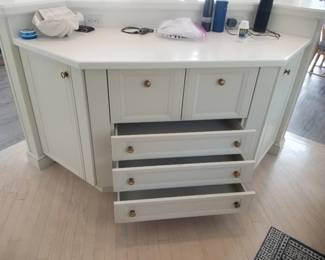 Island features drawers