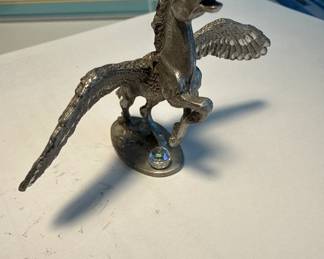 pewter winged horse with crystal