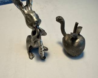 pewter bunny and apple