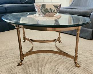 La Barge Hollywood Regency Brass & Glass Coffee Table