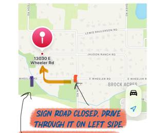 Do NOT DRIVE through the Valrico (Weat side as the bridge is closed…. Use GPS from East(Plant City) . . See second picture.  Proceed through gate entrance  for parking instructions.