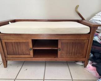 Storage wooden side bench