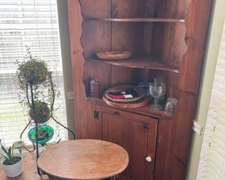 Corner wooden Shelf and bottom storage