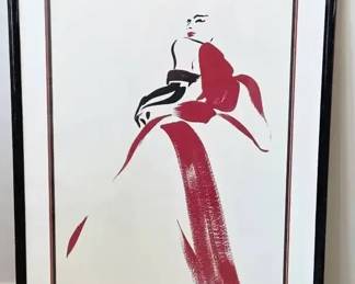 Red Black Stroke Paint Print