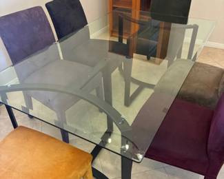 Modern Dining Table With 6 MultiColored Chairs