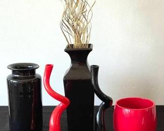 Black And Red Glass Slash Decor