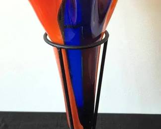 Blue And Orange Blown Glass Base