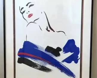 Blue, Black Red Stroke Print