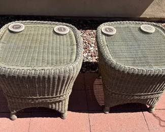 2 Faux Wicker Side Tables