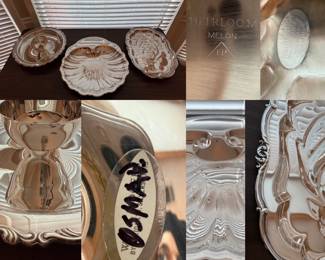 Vintage Silver Plated Deer or Stag Meat Tree Platter Heirloom Melon pattern