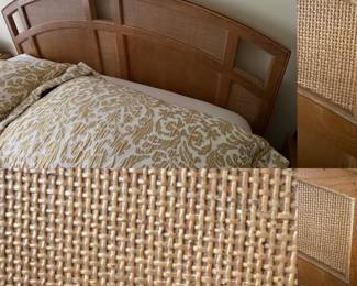 stanley Curved Headboard bleached oak/cane with cutouts