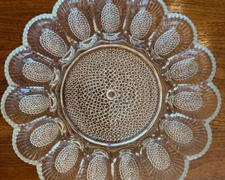 vintage Indiana Glass Hobnail Deviled Egg Plate,