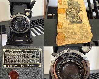 vintage Voigtländer Bessa folding camera and  a Voigtar 1:4.5 f=11cm lens