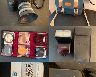 Minolta Maxxum 450si 35mm SLR camera body, zoom lens & set of varied filters