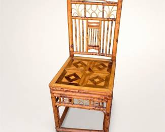 Lot 472: Chinese Brighton Pavilion-Style Burnt Bamboo Side Chair