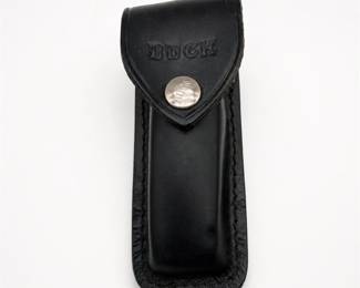 Lot 617: Buck Folding Hunter Lockback Knife with Leather Sheath