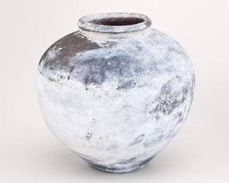 Lot 746: Large Whitewashed Terracotta Jar, Impressed NP Medallions