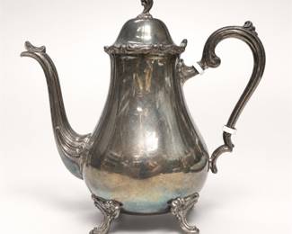 Lot 400: Victorian-Style Footed Silverplate Coffee Pot