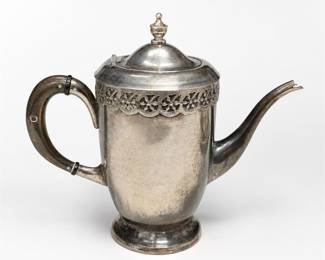 Lot 502: Silverplate Coffee Pot with Pierced Floral Band