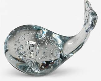 Lot 582B: Art Glass Whale Figurine with Controlled Bubbles