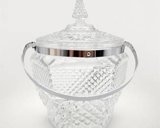 Lot 627: Anchor Hocking Wexford Ice Bucket with Lid & Tongs