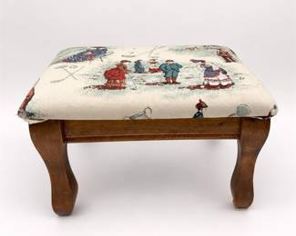 Lot 631: Victorian Golf Print Upholstered Footstool