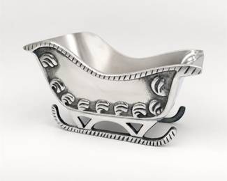 Lot 426: Polished Cast Aluminum Sleigh Candy Dish