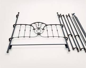Lot 501: Victorian-Style Iron Canopy Bed with Copper-Finish Mounts