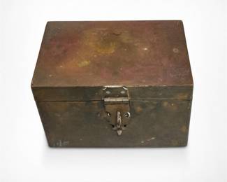 Lot 394: Vintage Brass Cigarette Box with Hasp Latch
