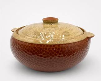 Lot 753: Stoneware Covered Casserole with Hammered Texture