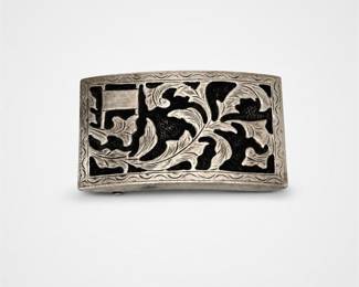 Lot 619: Mexican Sterling Silver Scrollwork Belt Buckle