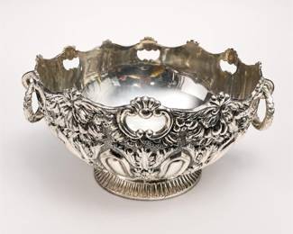 Lot 505: W & S Blackinton Silverplate Repousse Bowl with Ring Handles
