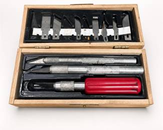 Lot 539: X-Acto-Style Hobby Knife Set in Wooden Box