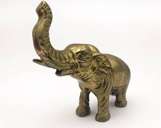 Lot 730: Brass Elephant Figurine with Raised Trunk