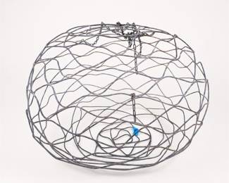Lot 461: Large Handmade Wire Sphere Hanging Basket