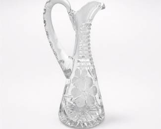 Lot 745: American Brilliant Cut Glass Cruet with Engraved Flowers