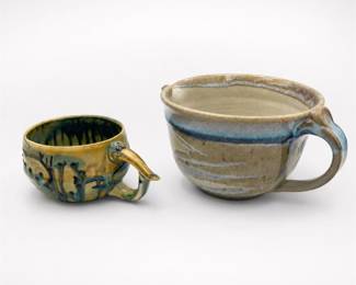 Lot 761: 2 Hand-Thrown Studio Pottery Pieces: Batter Bowl & Cup