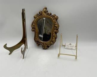 Lot 557: Rococo-Style Gilt Mirror & 2 Display Easels