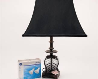 Lot 711: Rope-Caged Seeded Glass Accent Table Lamp